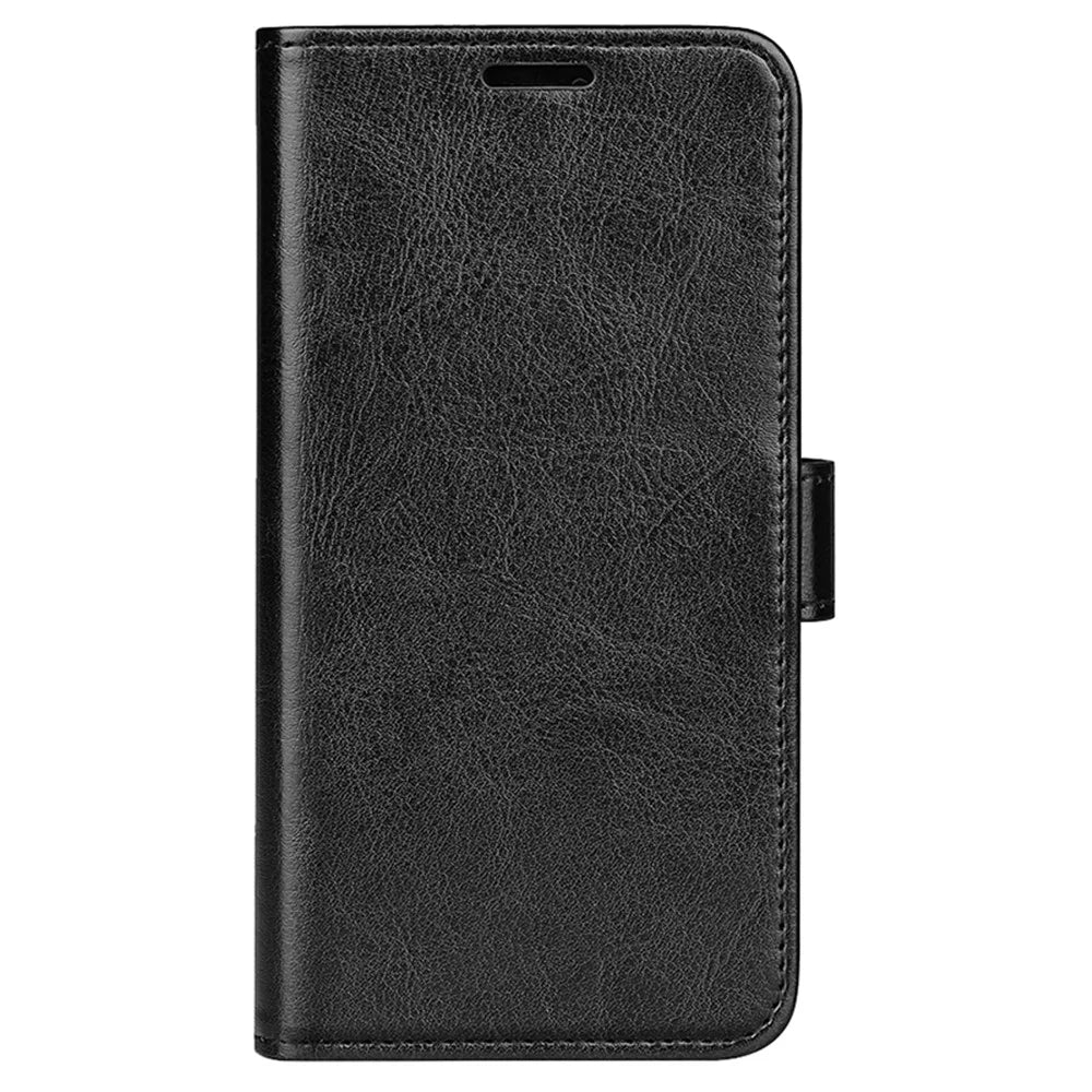 For OnePlus Nord CE4 Lite 5G / Oppo K12x 5G (China) Wallet Phone Case Crazy Horse Texture Stand Leather Cover - Black - 6