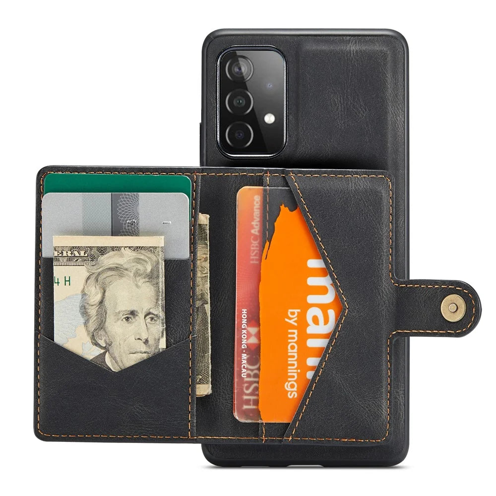 JEEHOOD J01 For Samsung Galaxy A52 4G / 5G / A52s 5G Case Leather + TPU Detachable Phone Cover Card Bag - Black - 2