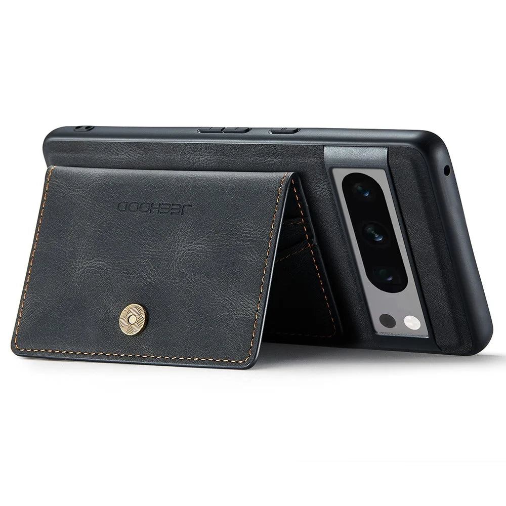 JEEHOOD J01 For Google Pixel 8 Pro Case PU Leather Card Bag Detachable 2-in-1 Back Cover - Black - 3