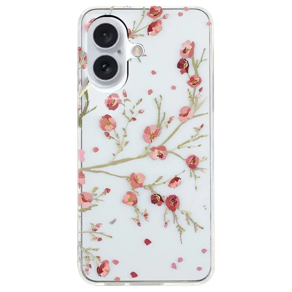 For iPhone 16 Plus Case Soft TPU Phone Back Cover Pattern Printing - Flower - 1