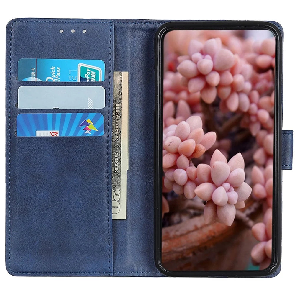 For Sony Xperia 5 VI Case Cowhide Texture Leather Phone Cover Stand Wallet - Blue - 2