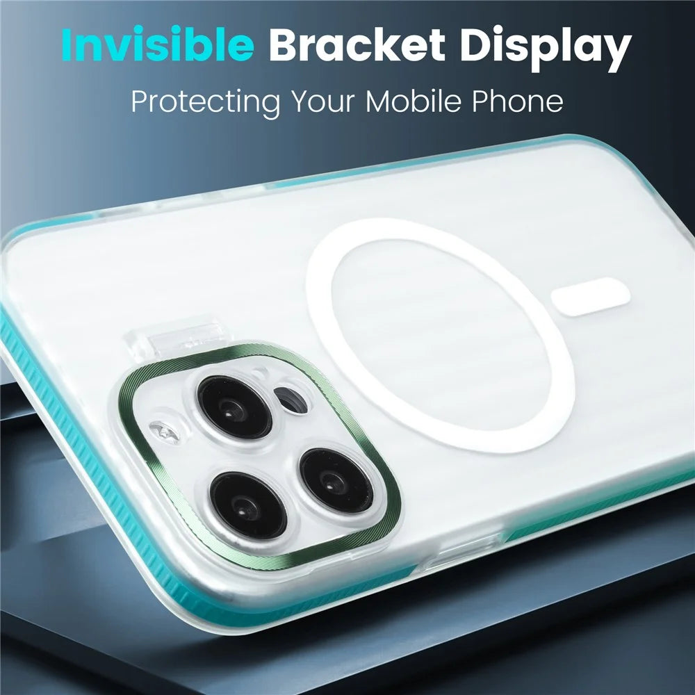For iPhone 13 Pro Max Case Compatible with MagSafe Camera Kickstand PC+TPU Phone Cover - Blue - 2