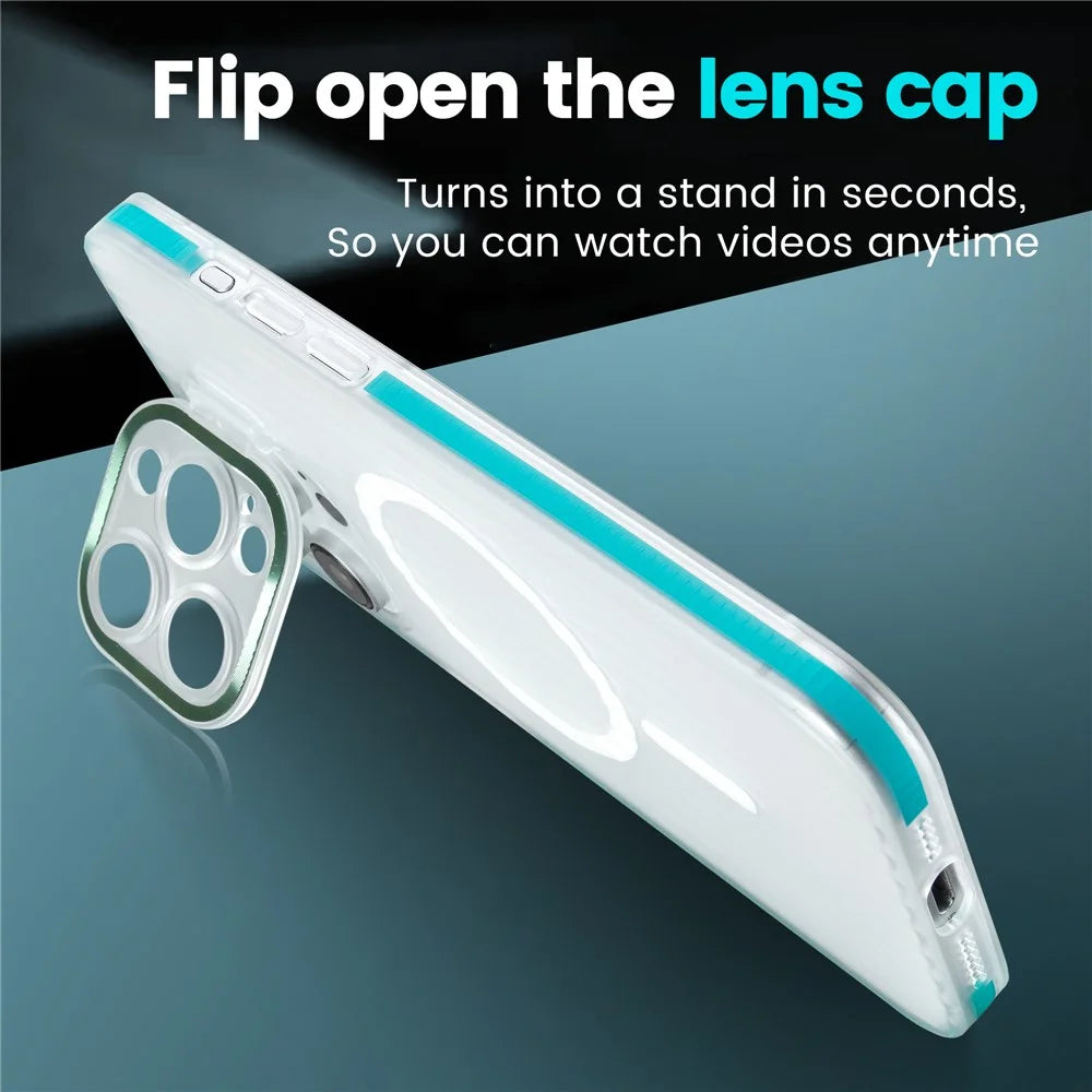 For iPhone 13 Pro Max Case Compatible with MagSafe Camera Kickstand PC+TPU Phone Cover - Blue - 3