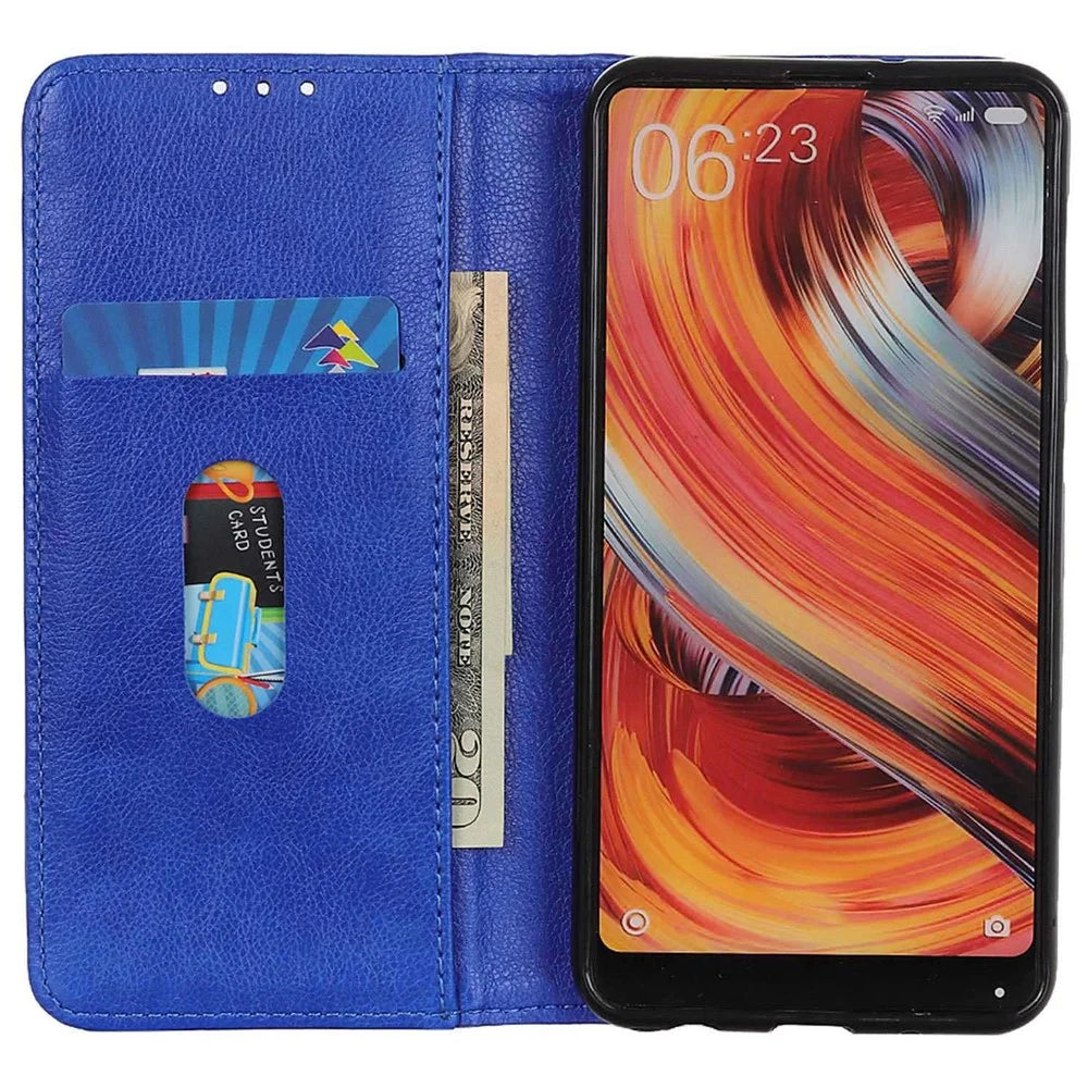 For Sony Xperia 5 VI Wallet Case Split Leather Litchi Texture Phone Cover - Blue - 2