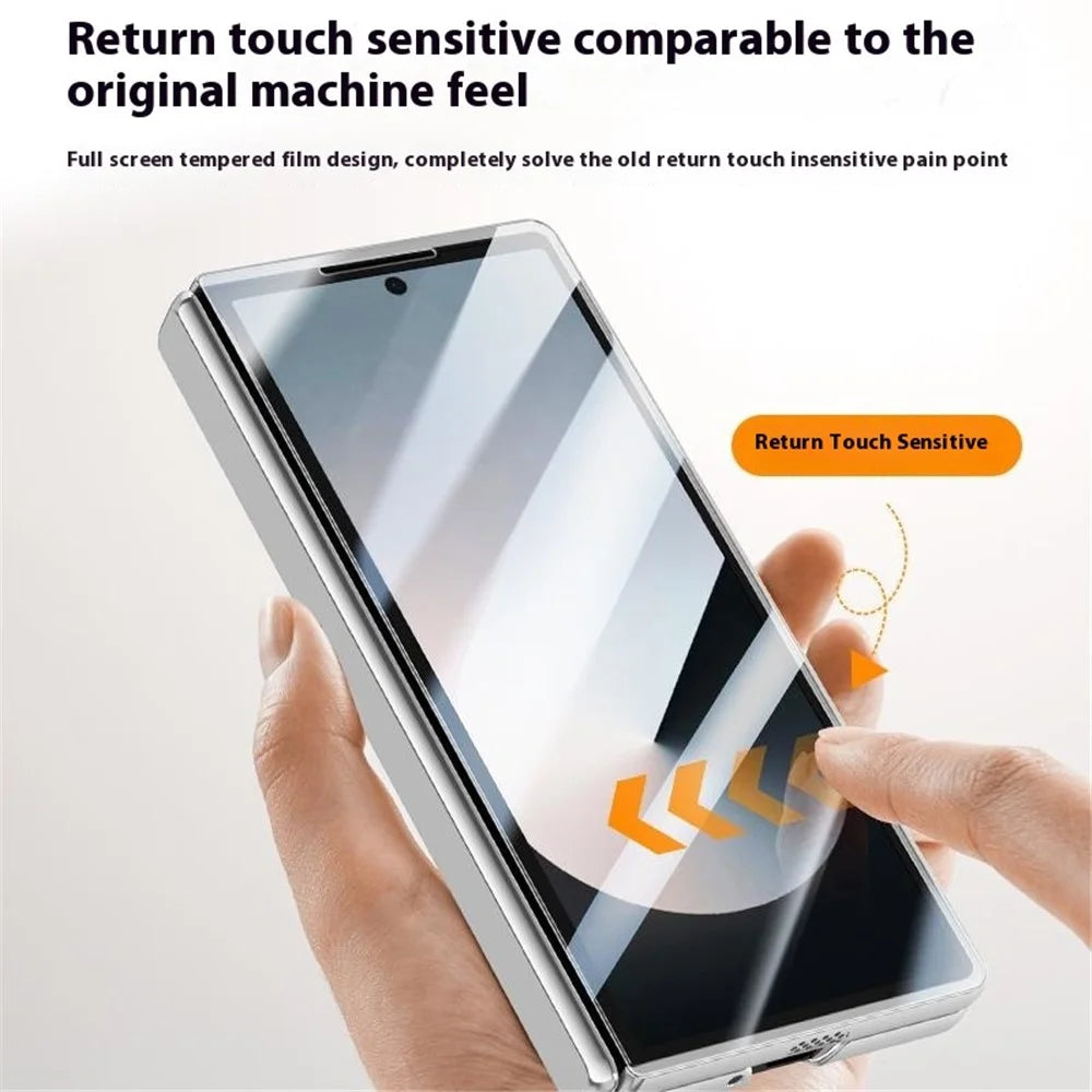 For Samsung Galaxy Z Fold6 5G Kickstand Case PC+Acrylic Clear Phone Cover with HD Screen Film - Titanium Grey - 2
