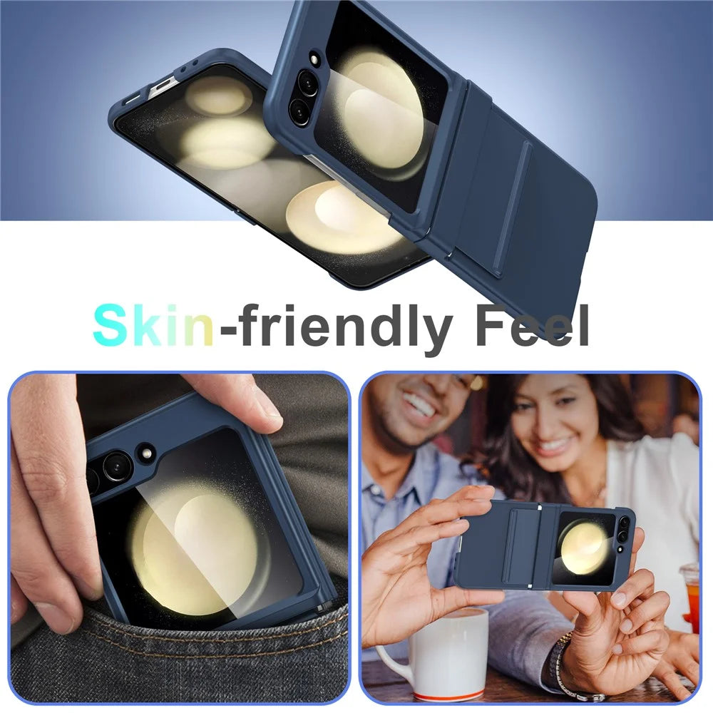 For Samsung Galaxy Z Flip7 FE 5G / Z Flip6 5G Case Shockproof PC+PU Phone Cover - Navy Blue - 7