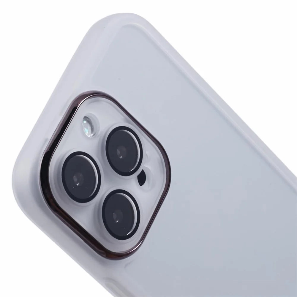 DKSM Series For iPhone 16 Pro Max Case Electroplated Camera Frame TPU Phone Cover - Transparent White - 6