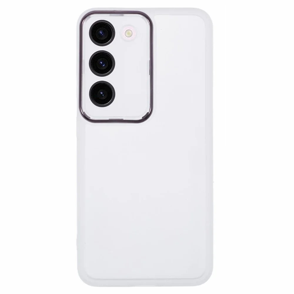 DKSM Series For Samsung Galaxy S23+ Case Electroplated Camera Frame TPU Phone Cover - Transparent White - 1