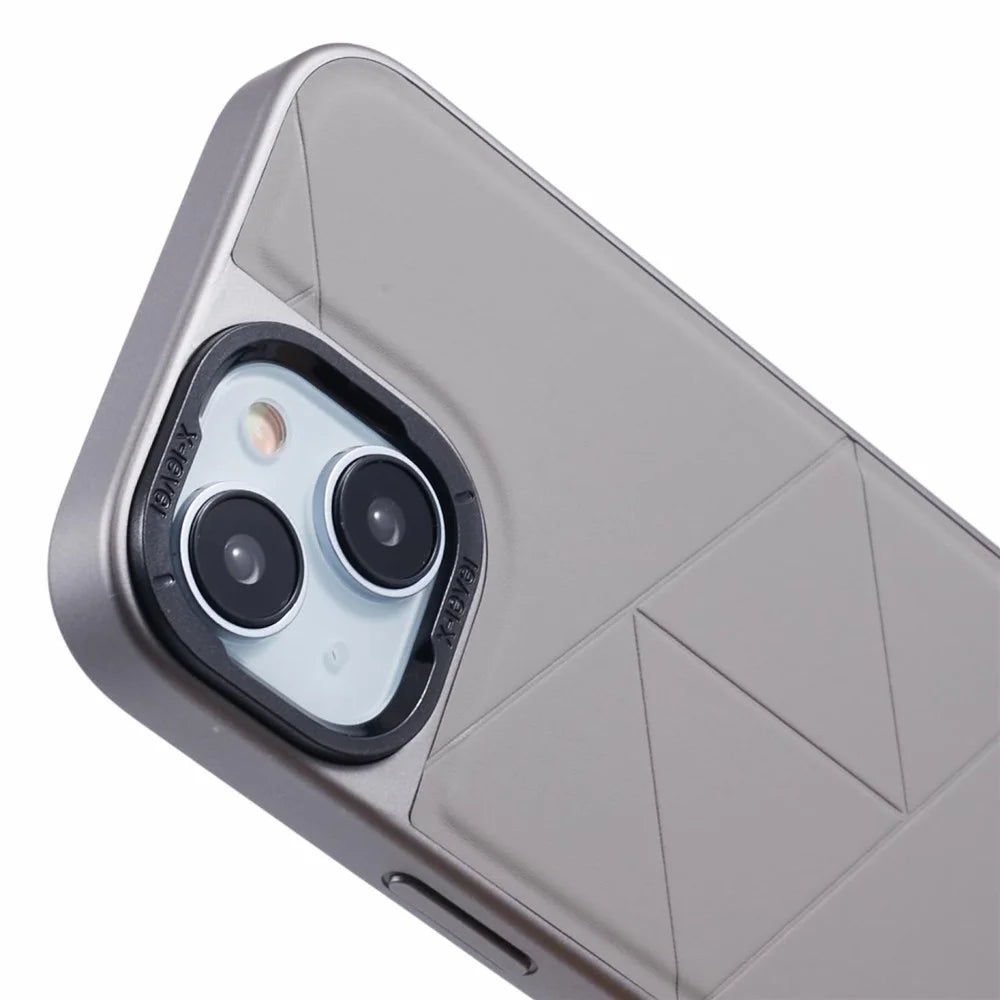 X-LEVEL For iPhone 15 Case Shockproof Geometric PU Leather Back Cover - Titanium Grey - 6