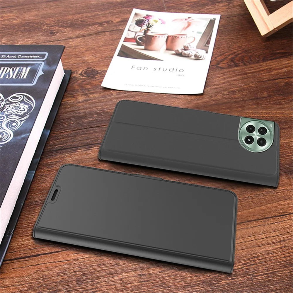 For OnePlus Ace 3 Pro 5G Case Stand View Magnetic Protect PU Leather Phone Cover - Black - 7