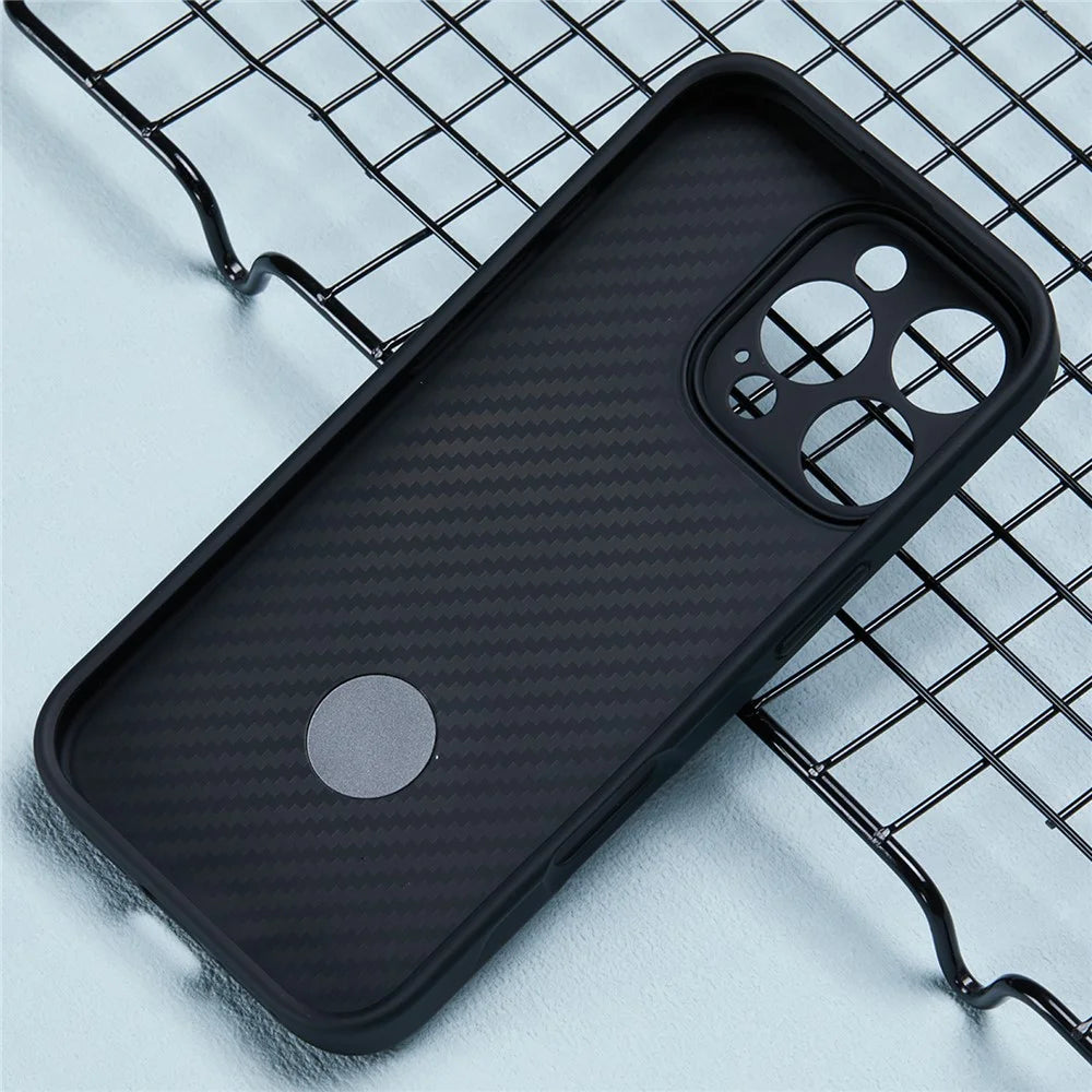 For iPhone 16 Pro Case Carbon Fiber Texture TPU+PC Phone Cover with Rotatable Magnetic Kickstand - 5