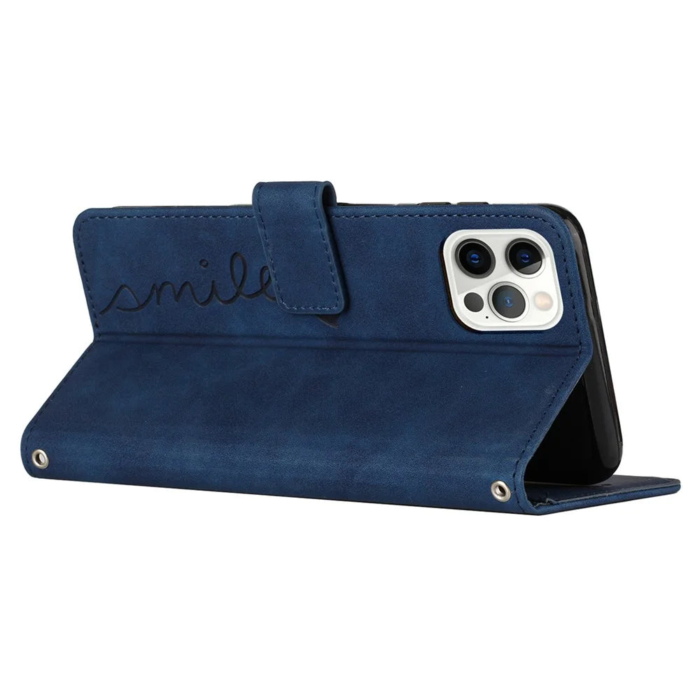 For iPhone 16 Pro Max Case TPU Shockproof Leather Magnetic Folio Phone Cover - Sapphire - 3
