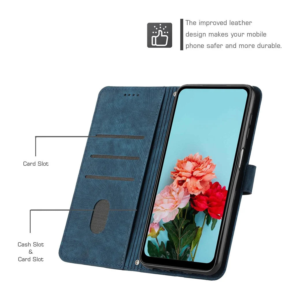 For Samsung Galaxy S24 FE Case Lines Pattern Full Protection Leather Flip Phone Cover - Sapphire - 7