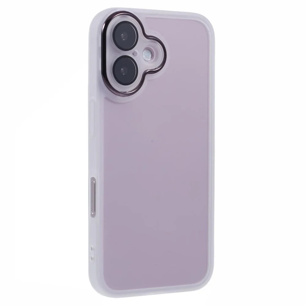 DKSM Series For iPhone 16 Plus Case TPU Phone Cover PC Lens Film Full Protection - Transparent White - 1