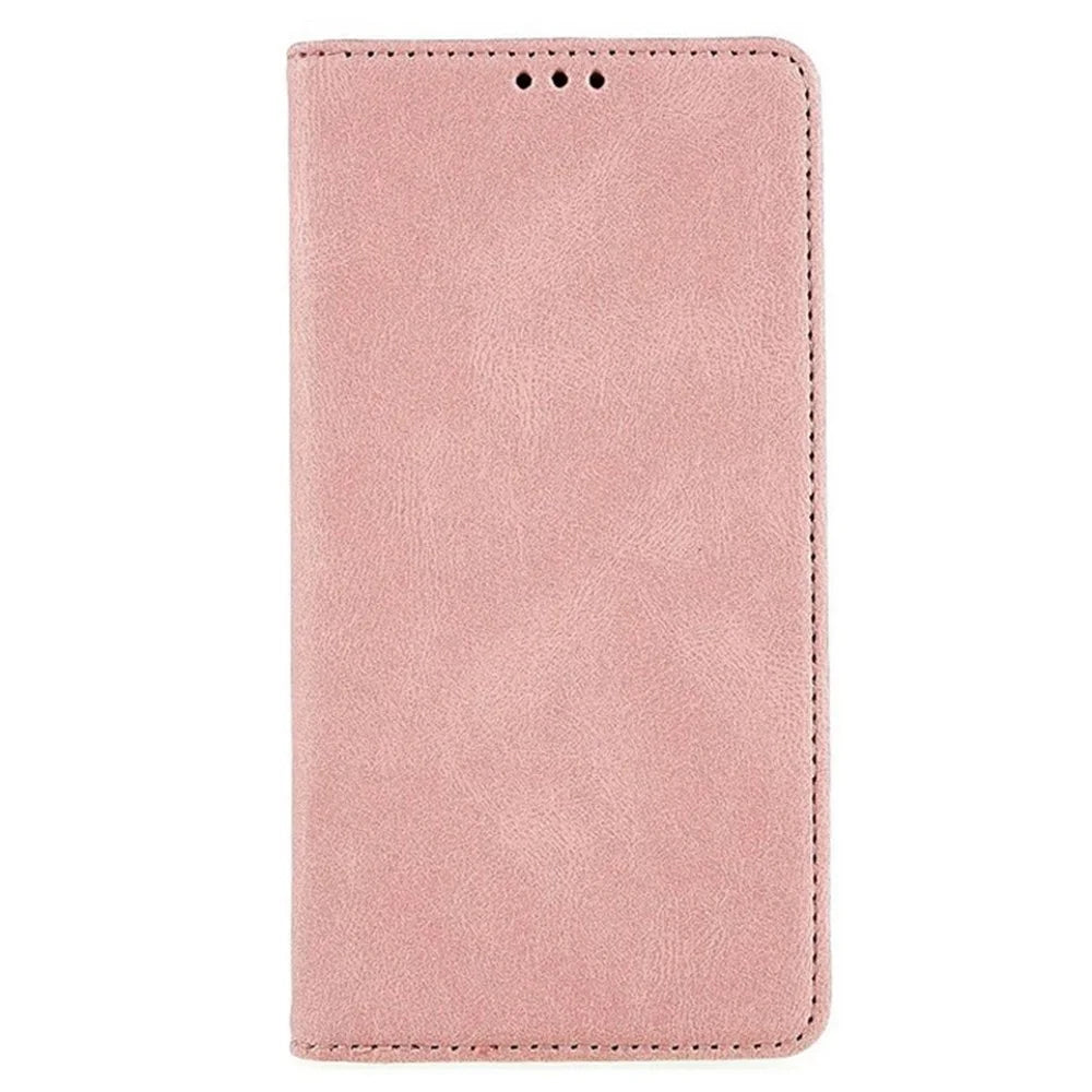 For Samsung Galaxy S21 FE 5G Magnetic Auto Closing PU Leather Cover Full Protection Inner TPU Phone Case with Stand Wallet - Rose Gold - 5