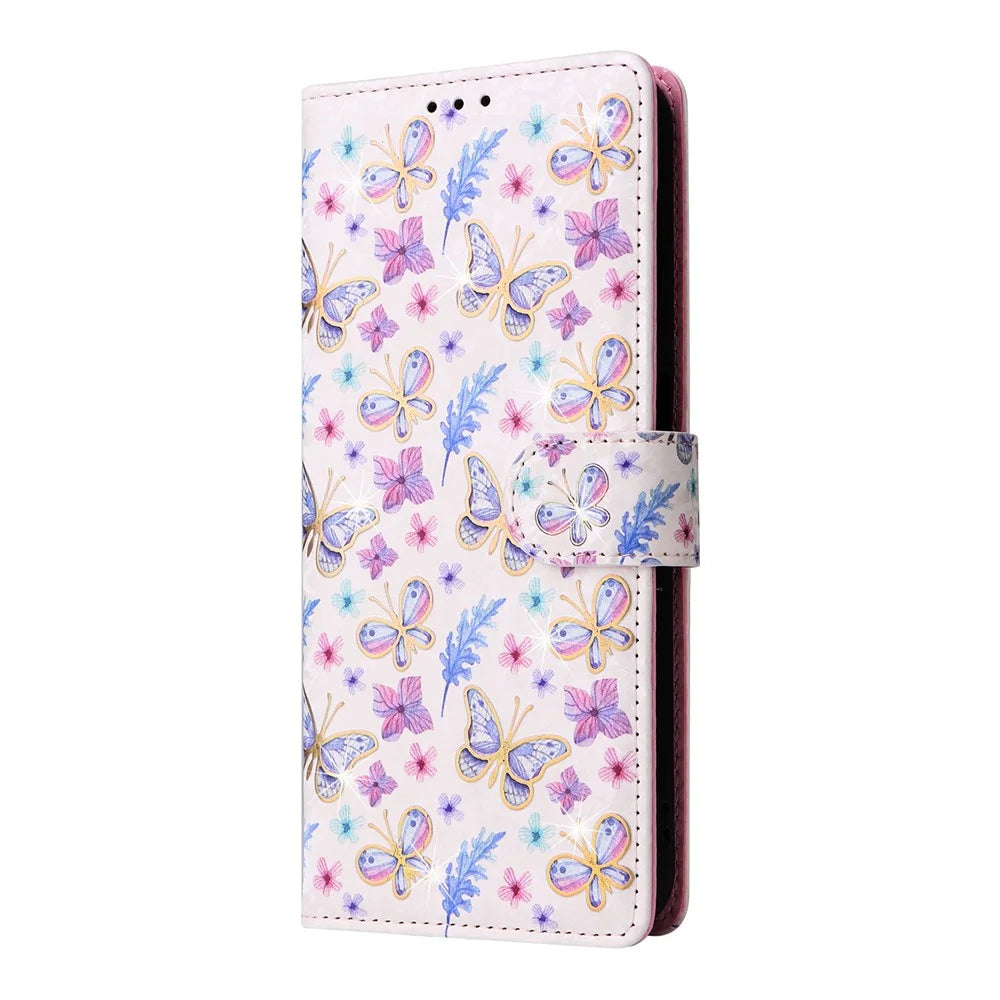 For Samsung Galaxy S24 FE Case RFID Blocking Flower Leather Phone Cover - Butterfly Flower - 7