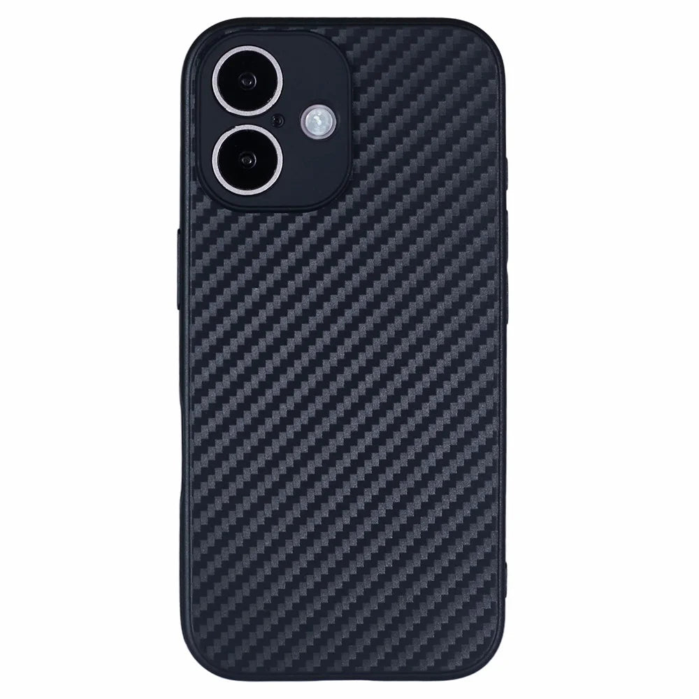 For iPhone 16 Case Carbon Fiber Texture TPU Phone Cover - 1