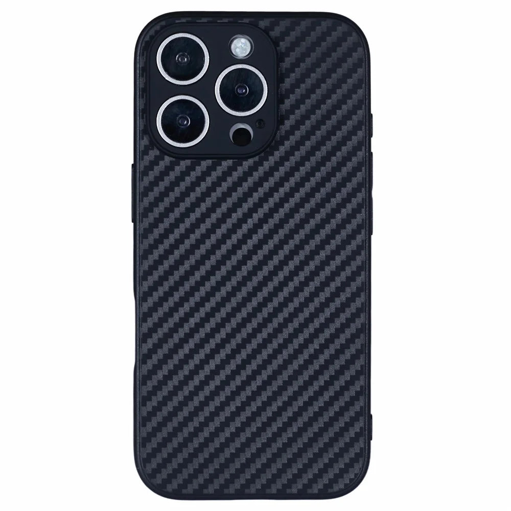 For iPhone 16 Pro Case Flexible TPU Carbon Fiber Texture Shockproof Phone Cover - 1