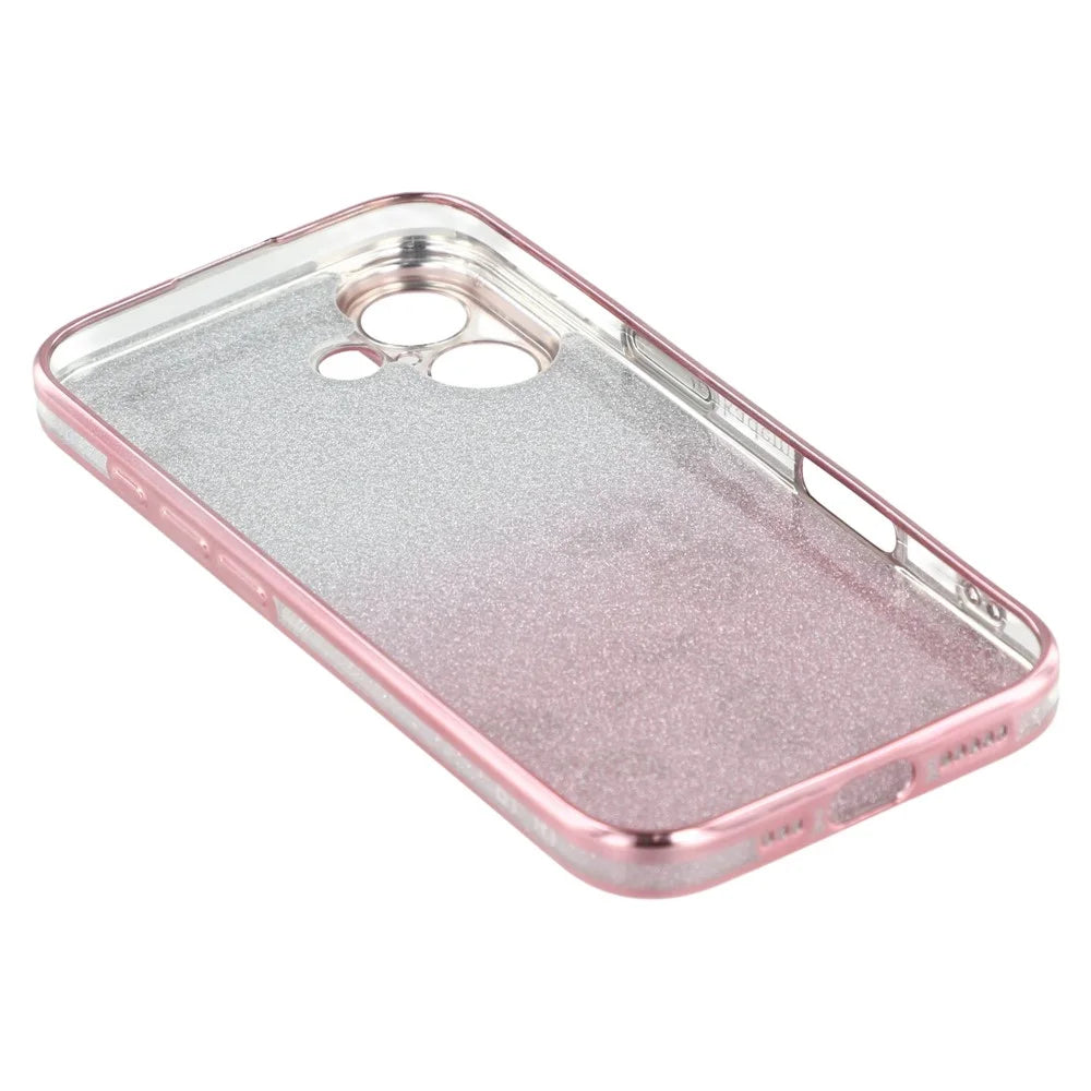 KADEM For iPhone 16 Plus Case TPU Glitter Floral Aesthetic Phone Cover - Rose Gold - 3