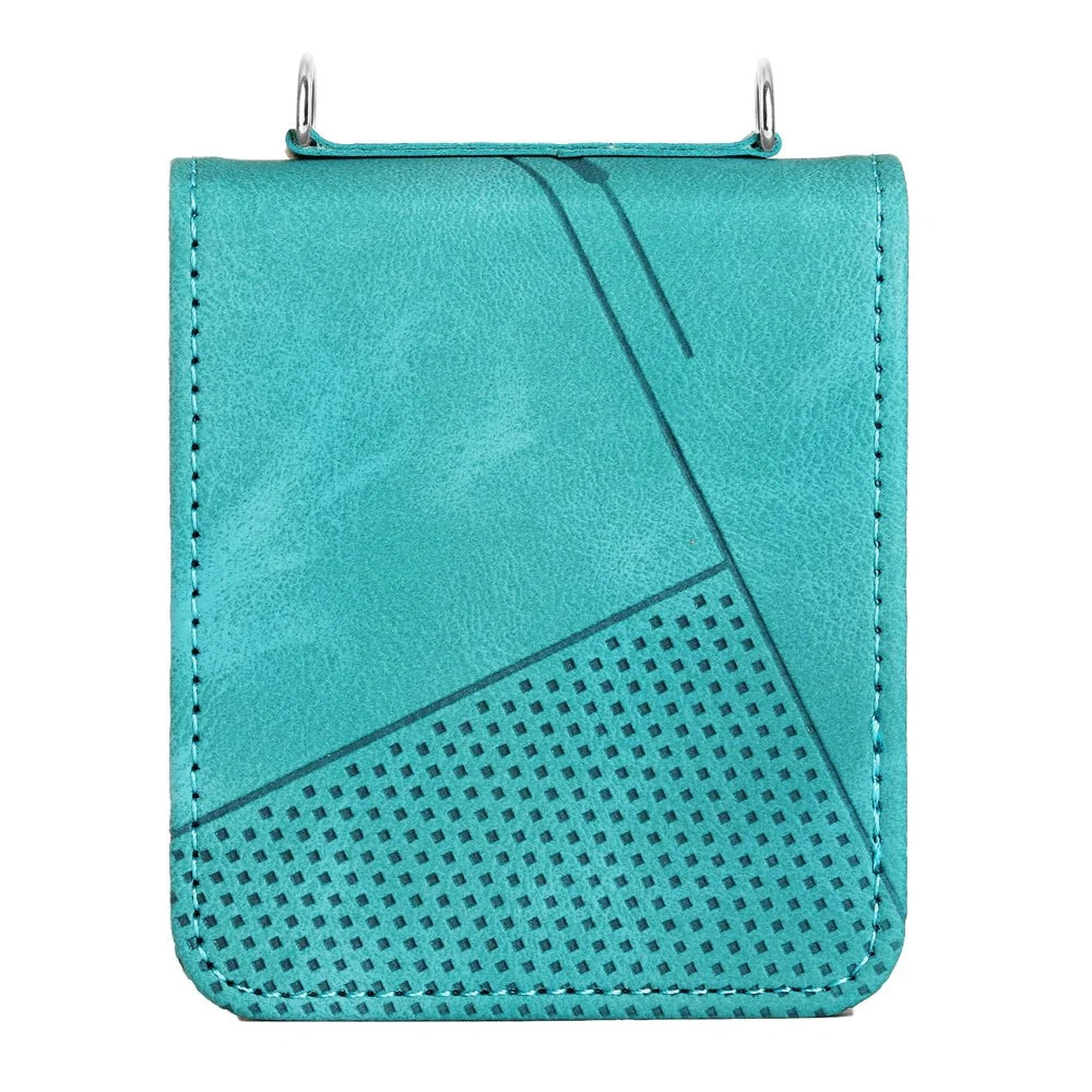 For Samsung Galaxy Z Flip7 FE 5G / Z Flip6 5G / Z Flip5 5G Case Triangle Patterns PU Leather Hard PC Crossbody Phone Cover - Green - 7