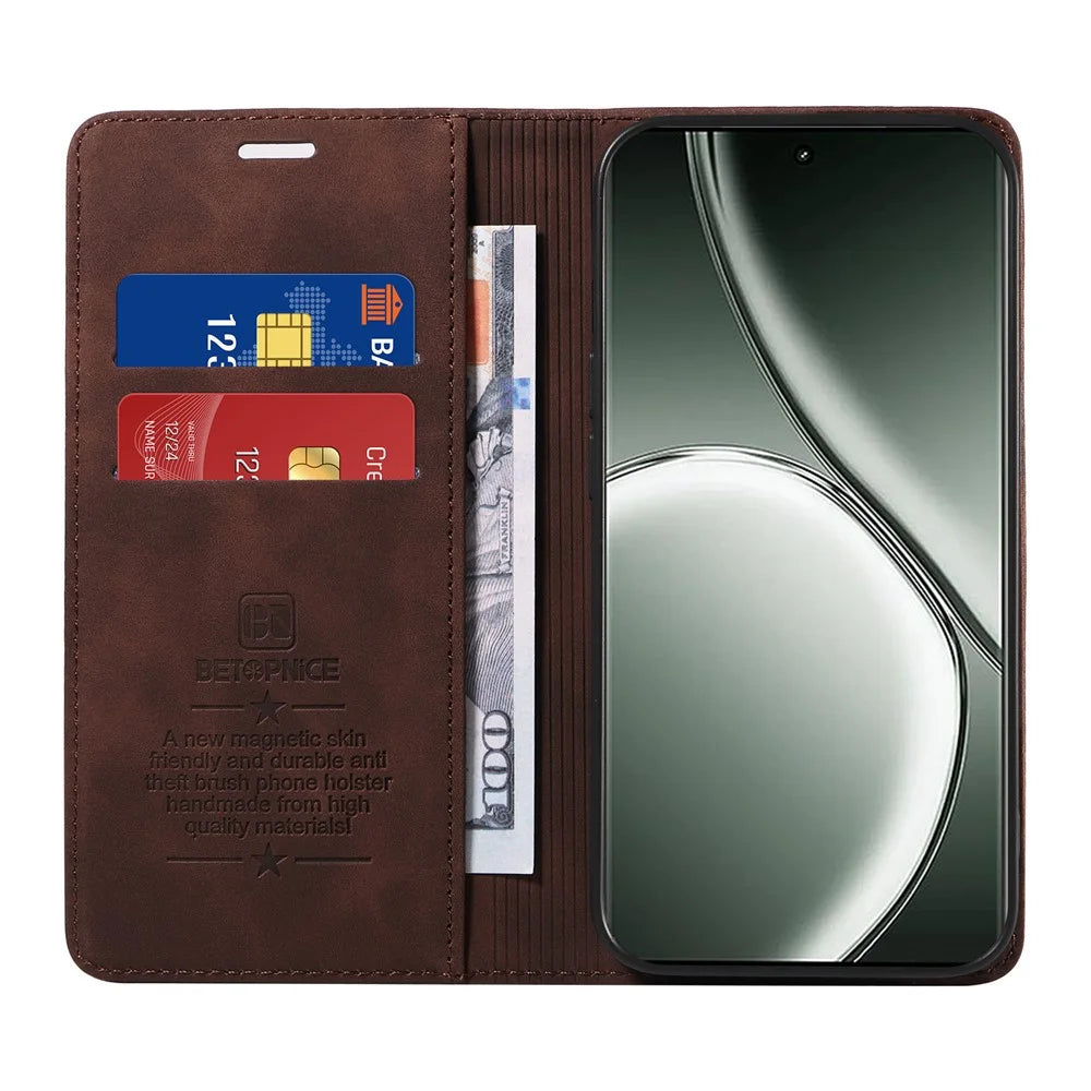 BETOPNICE 003 For Realme GT 6 5G / GT Neo6 SE 5G Case RFID Blocking Phone Leather Cover - Brown - 2