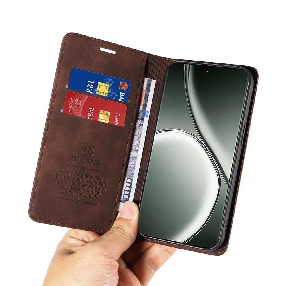 BETOPNICE 003 For Realme GT 6 5G / GT Neo6 SE 5G Case RFID Blocking Phone Leather Cover - Brown - 6