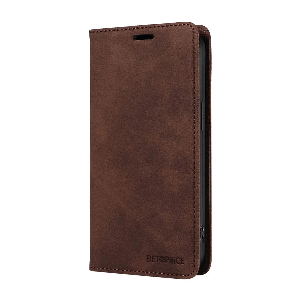 BETOPNICE 003 For Realme GT 6 5G / GT Neo6 SE 5G Case RFID Blocking Phone Leather Cover - Brown - 7