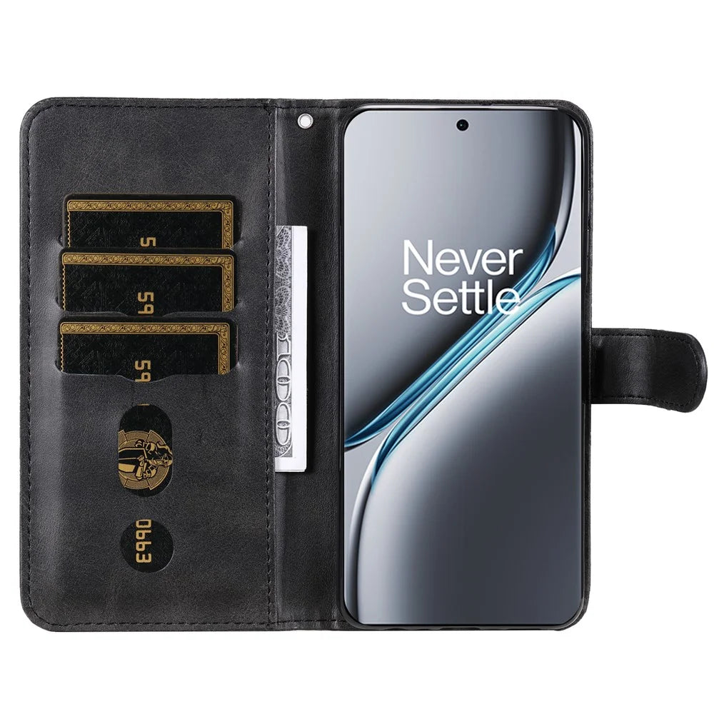 For OnePlus Ace 3 Pro 5G Case Zipper Wallet Calf Texture PU Leather Phone Cover - Black - 2
