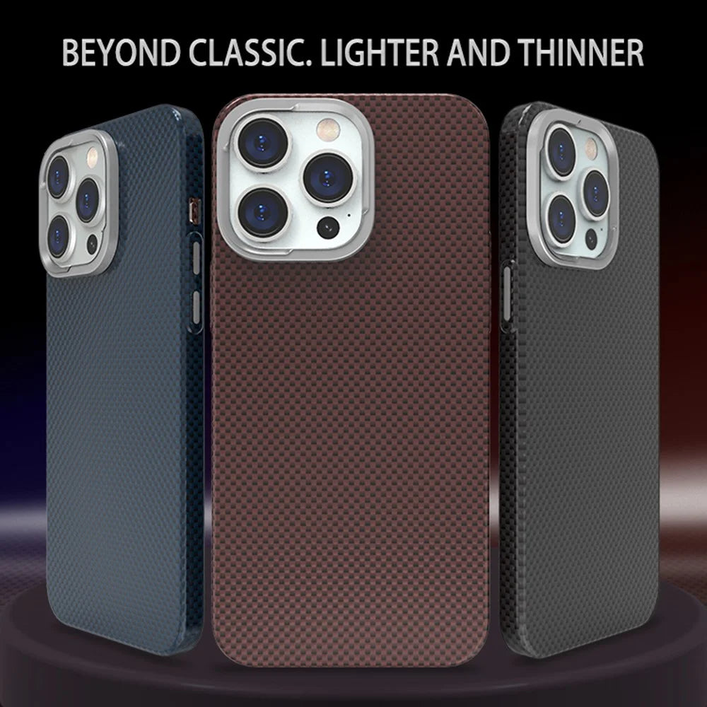 For iPhone 15 Pro Max Case Compatible with MagSafe Hard PC Phone Cover Carbon Fiber Pattern - Blue / Green - 5