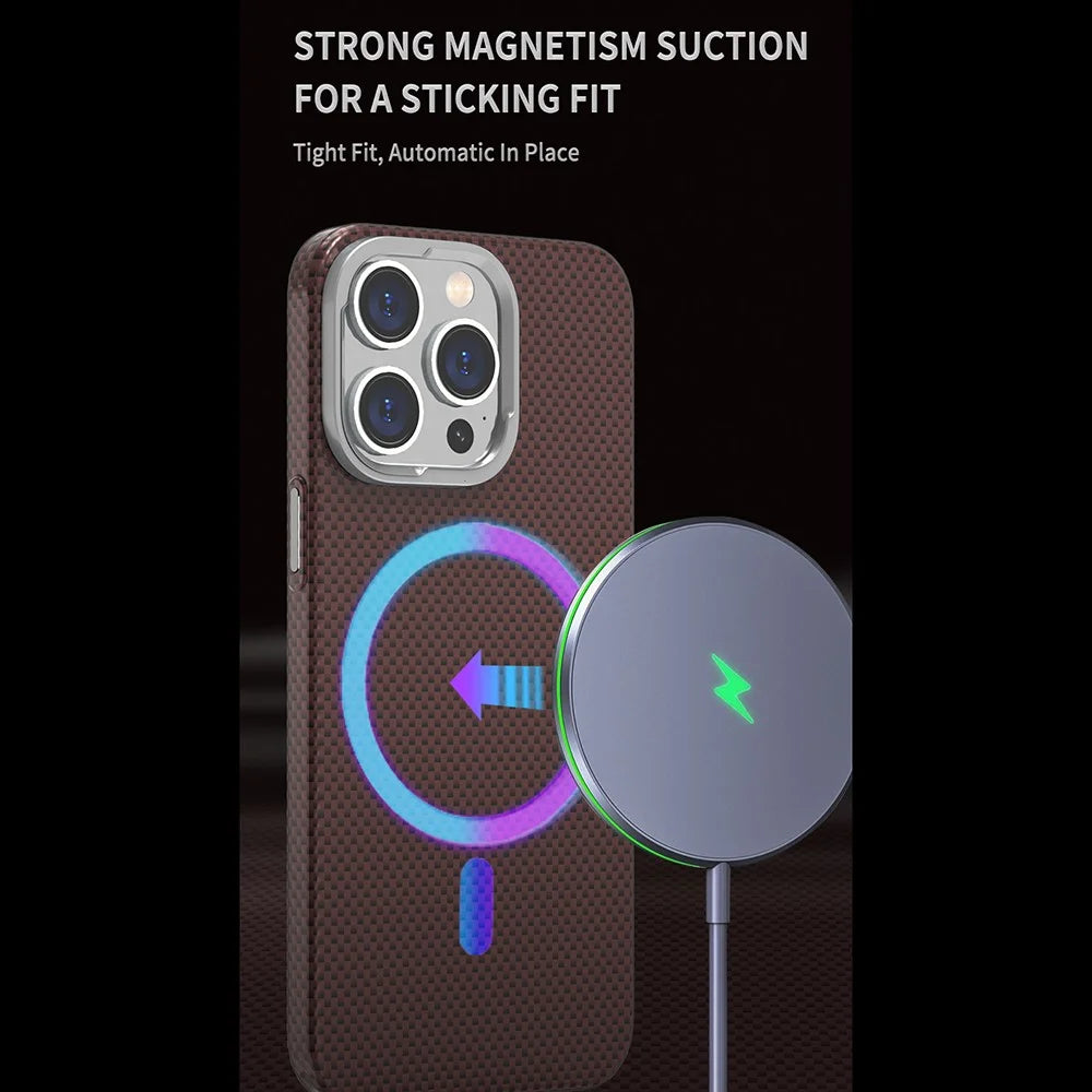 For iPhone 15 Pro Max Case Compatible with MagSafe Hard PC Phone Cover Carbon Fiber Pattern - Blue / Green - 7