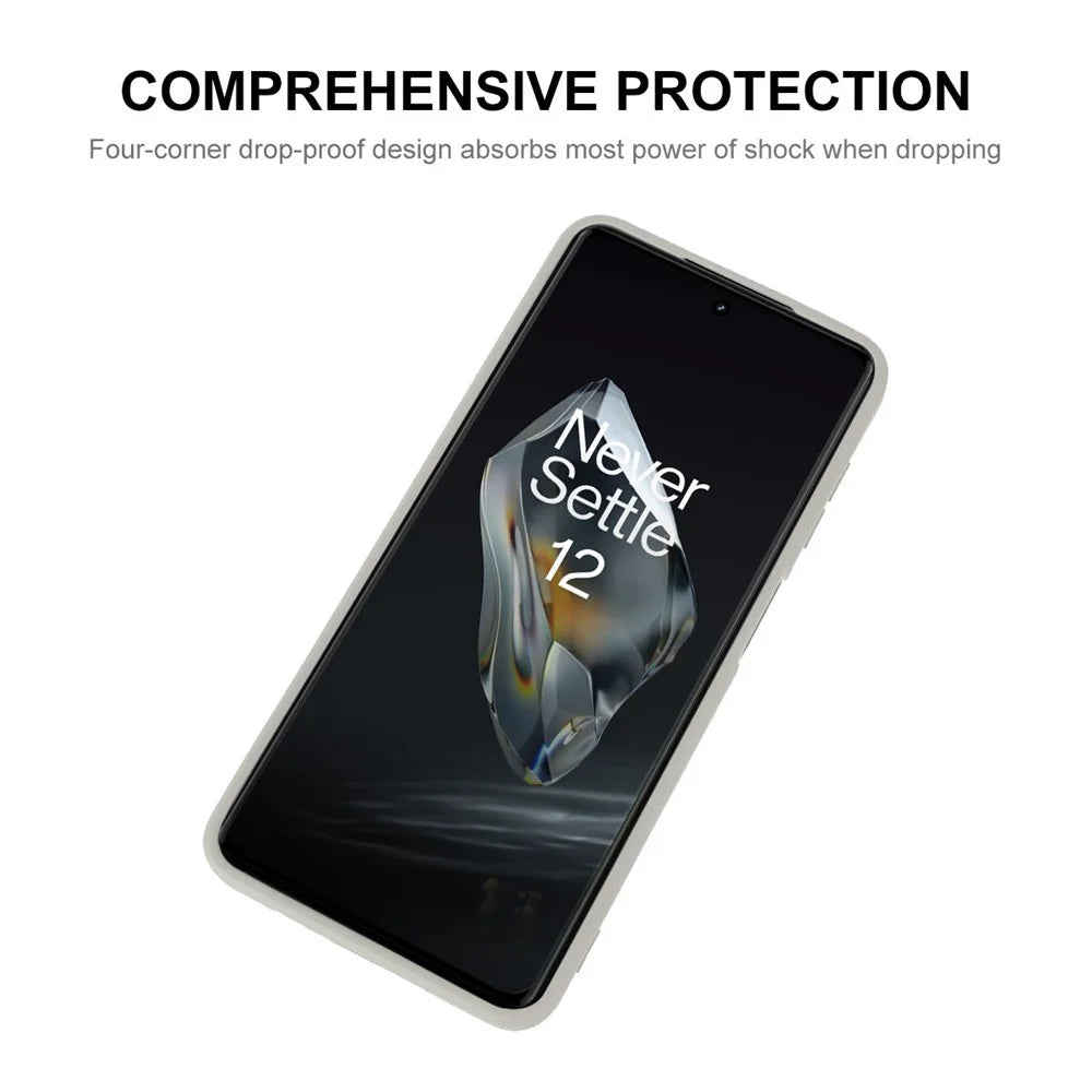 ENKAY HAT PRINCE For OnePlus 12 5G Case Anti-Drop Straight Edge Silicone Phone Cover - Beige - 2
