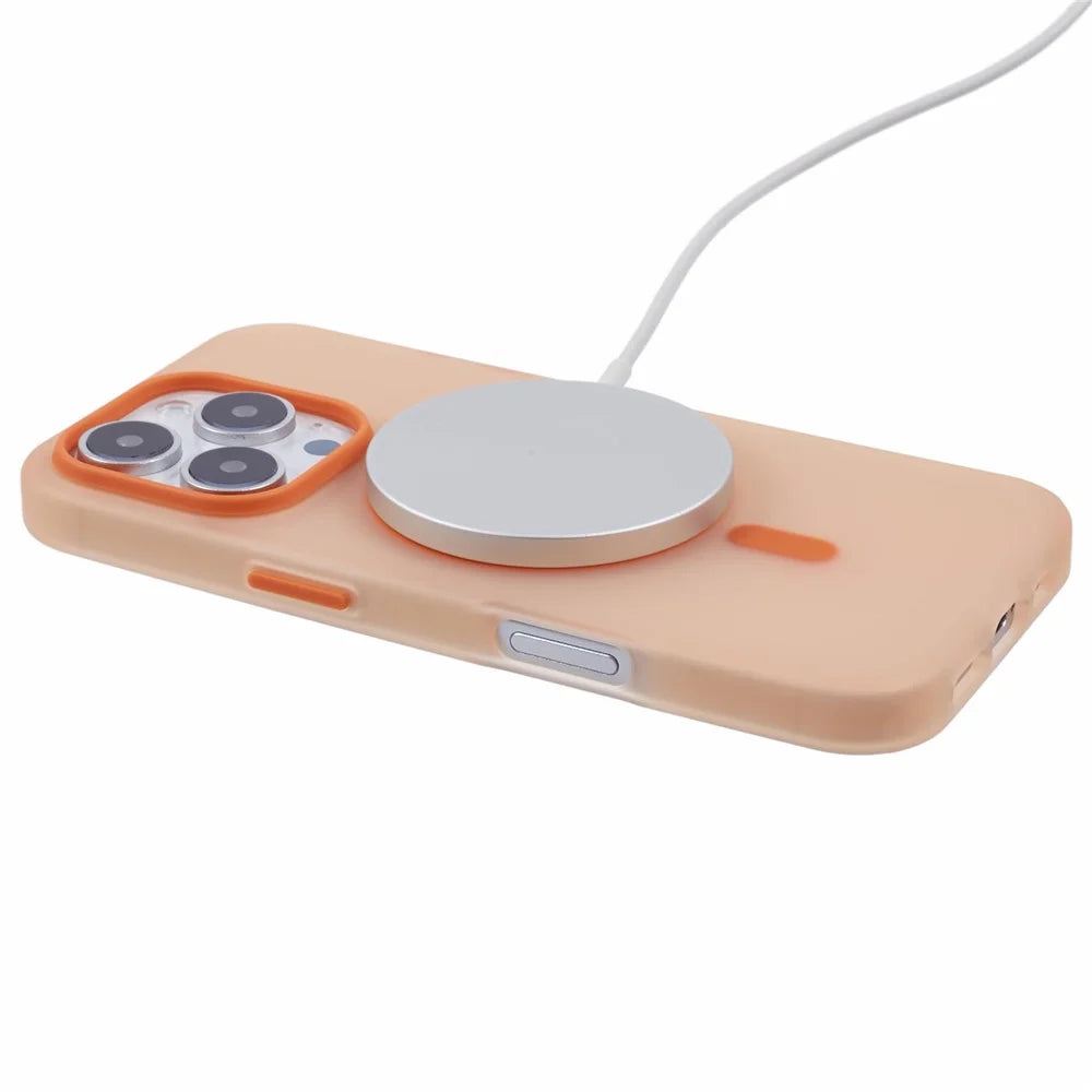 For iPhone 14 Pro Max Case Compatible with MagSafe Anti-Fingerprint Matte TPU Phone Cover - Orange - 4