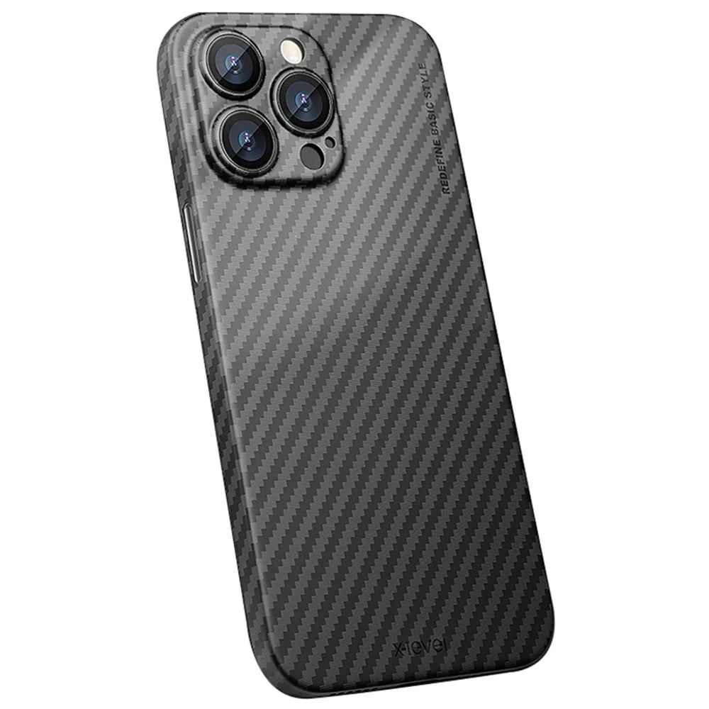X-LEVEL For iPhone 16 Pro Case Carbon Fiber Texture PC Hard Phone Cover Anti-Fingerprint - 1