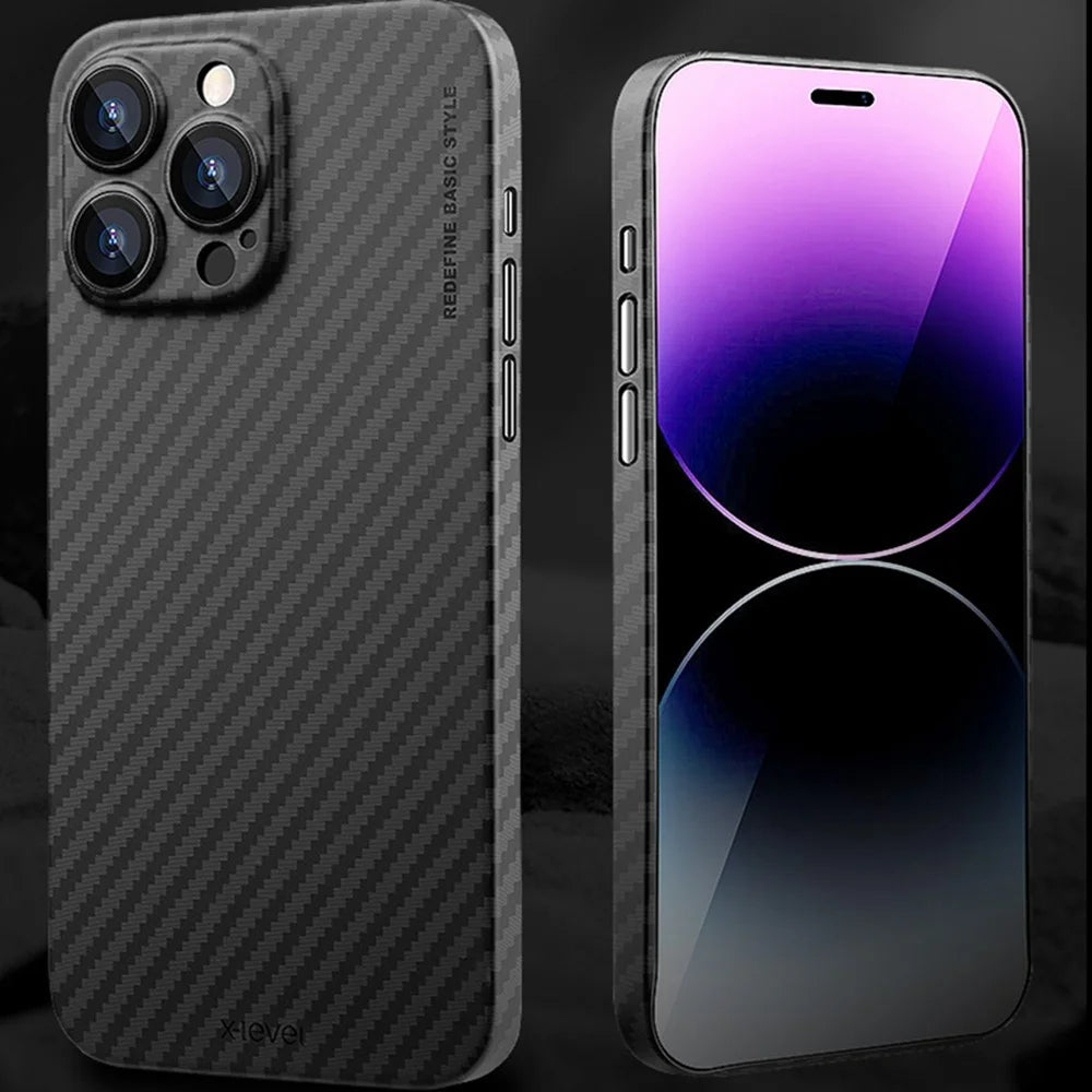 X-LEVEL For iPhone 16 Pro Case Carbon Fiber Texture PC Hard Phone Cover Anti-Fingerprint - 7
