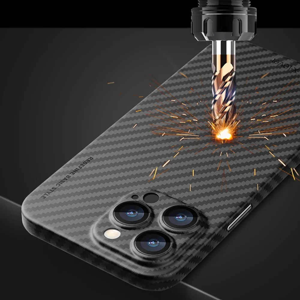 X-LEVEL For iPhone 16 Pro Max Case Slim Hard PC Phone Cover Carbon Fiber Texture - 4