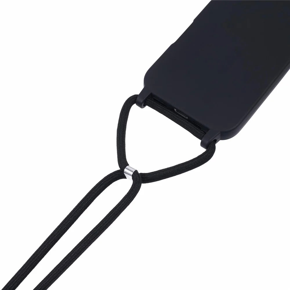For iPhone 16 Plus Case TPU Protective Crossbody Lanyard Phone Cover - Black - 5