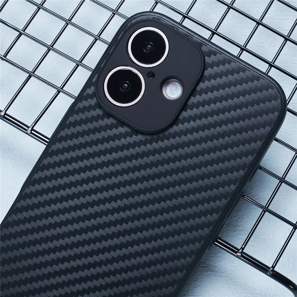 For iPhone 16 Plus Case Carbon Fiber Texture TPU Anti-Scratch Phone Cover - 5