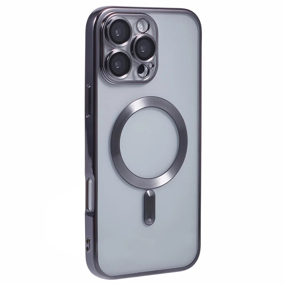 X-LEVEL For iPhone 16 Pro Max Case Compatible with MagSafe Magnetic Clear TPU Phone Cover with Lens Film - Grey - 1