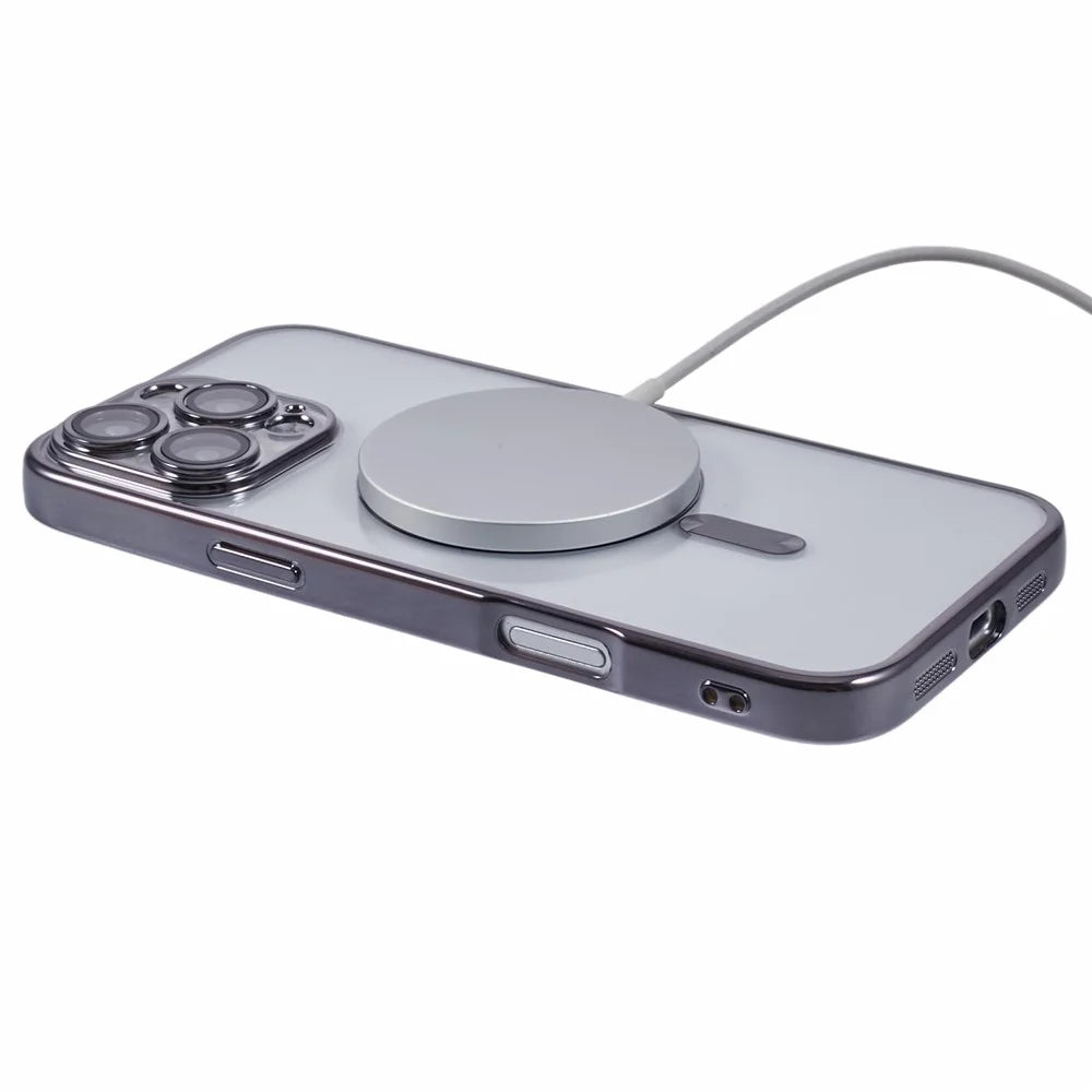 X-LEVEL For iPhone 16 Pro Max Case Compatible with MagSafe Magnetic Clear TPU Phone Cover with Lens Film - Grey - 4