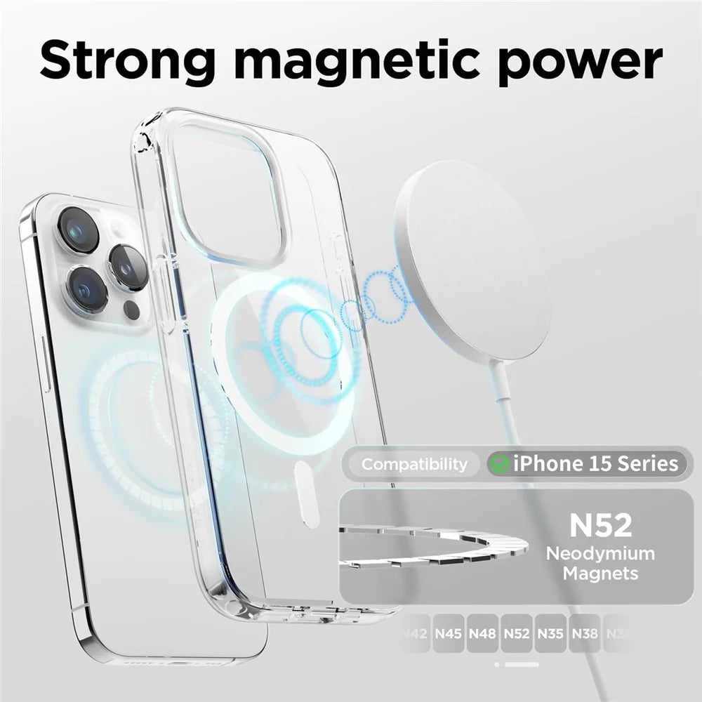 VILI MAG-C Series For iPhone 15 Pro Case Compatible with MagSafe PC+TPU Clear Phone Cover - 2