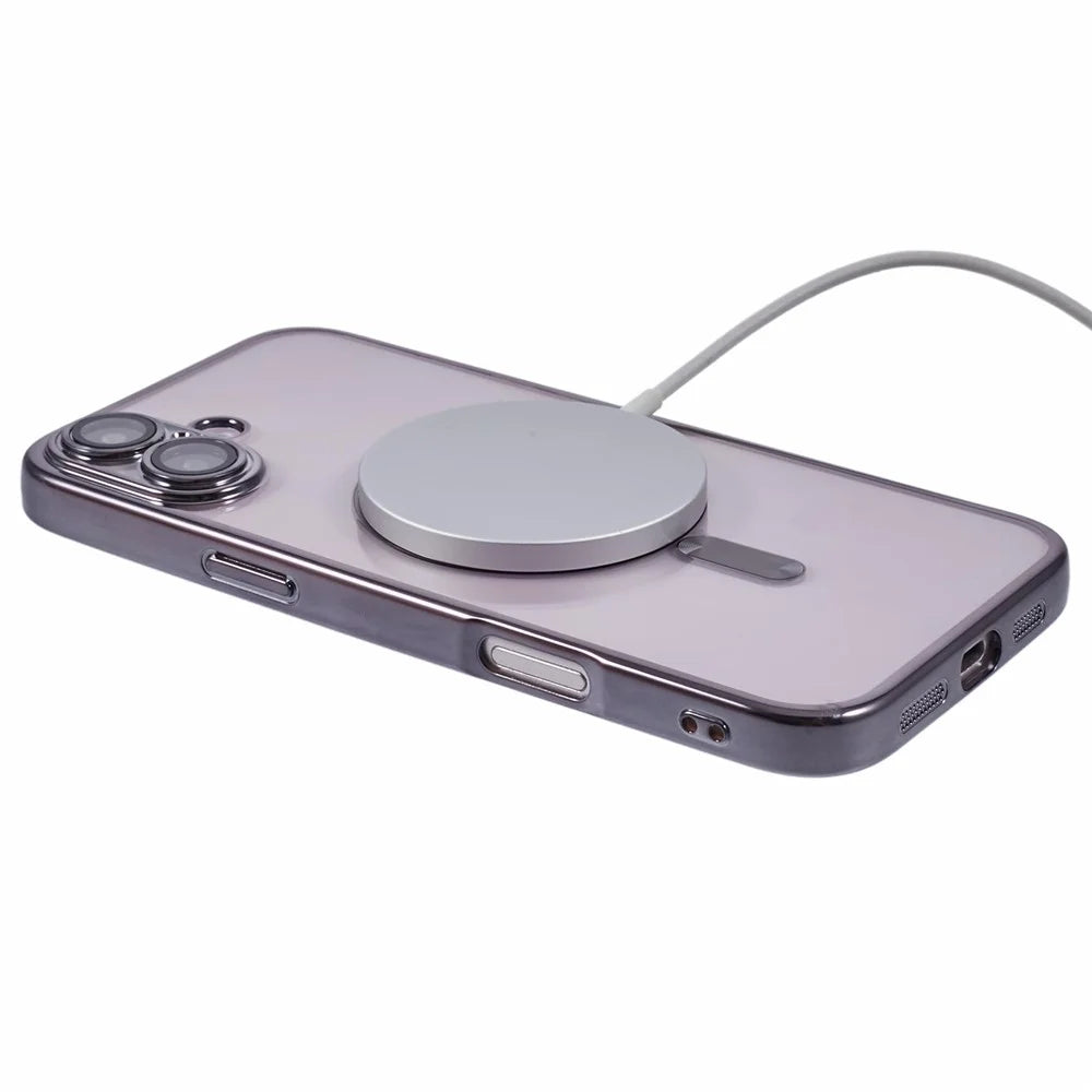 X-LEVEL For iPhone 16 Case Compatible with MagSafe TPU Clear Phone Cover with Lens Film - Grey - 4