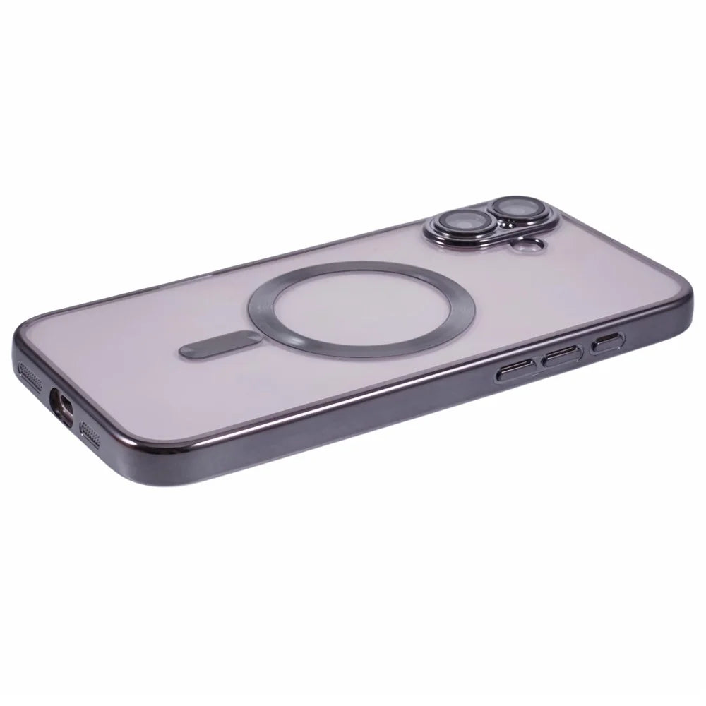 X-LEVEL For iPhone 16 Case Compatible with MagSafe TPU Clear Phone Cover with Lens Film - Grey - 6
