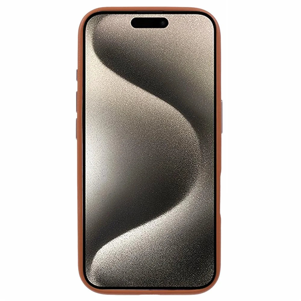 X-LEVEL For iPhone 16 Case PU Leather Hard PC Shockproof Protective Phone Cover - Brown - 2