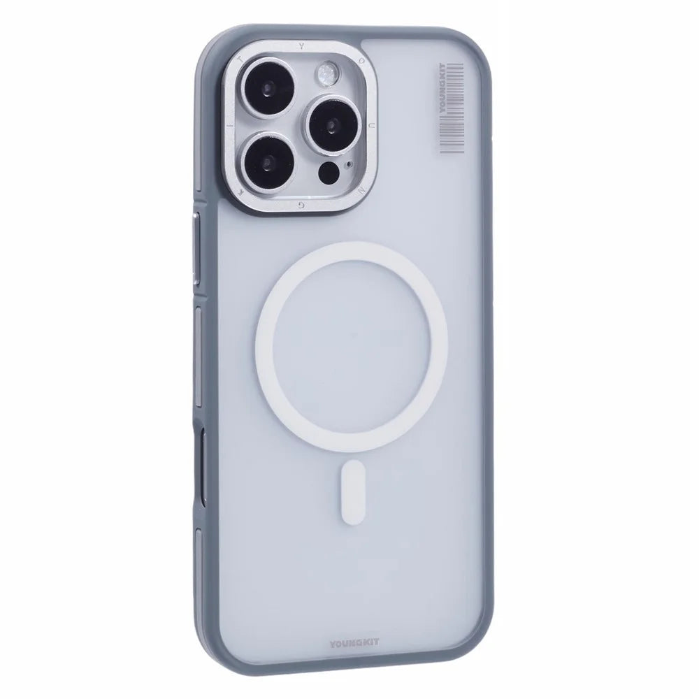 YOUNGKIT For iPhone 16 Pro Case Compatible with MagSafe Skin-Touch Matte PC + TPU Phone Cover - Grey - 1