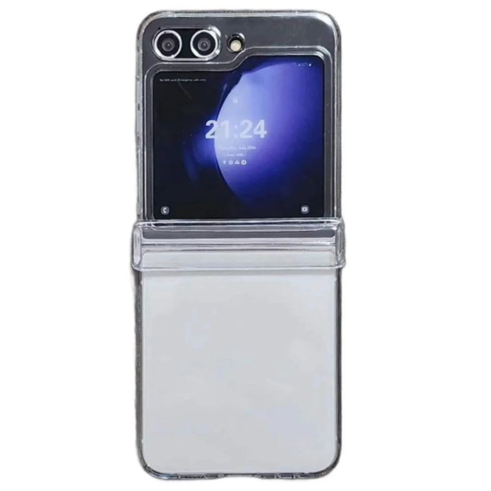 For Samsung Galaxy Z Flip7 FE 5G / Z Flip6 5G Transparent Case Hinge Protection Ultra-Thin Hard PC Phone Cover - 1