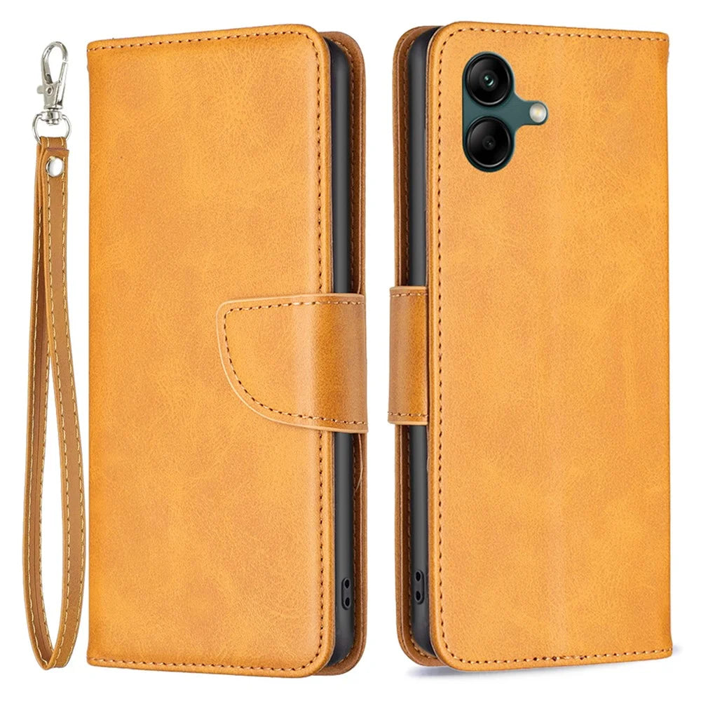 For Samsung Galaxy A06 4G Case Wallet Stand Folio Flip PU Leather Phone Cover - Yellow - 1