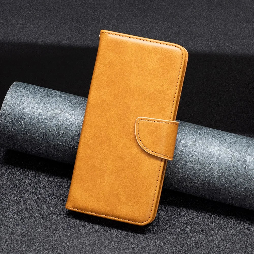 For Samsung Galaxy A06 4G Case Wallet Stand Folio Flip PU Leather Phone Cover - Yellow - 6