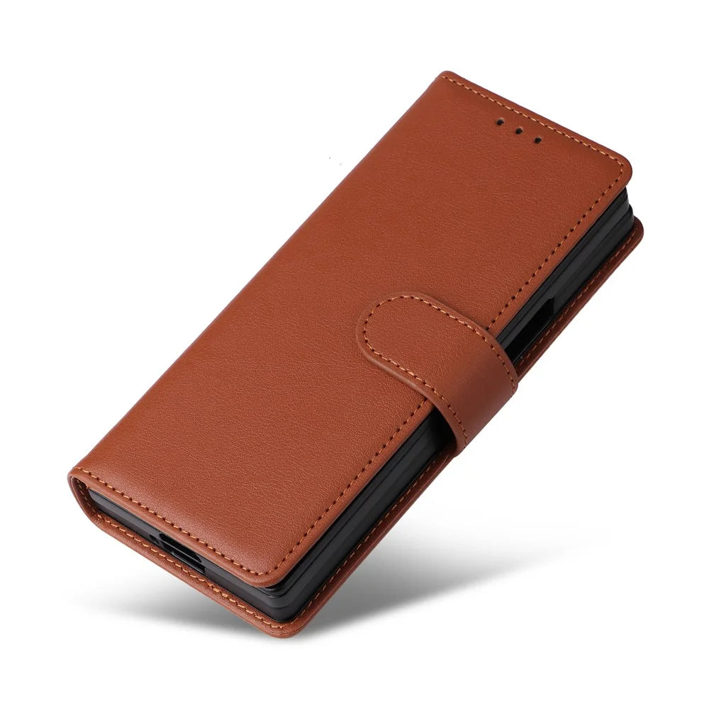 For Samsung Galaxy Z Fold5 5G Case Wallet PU Leather Stand Phone Cover - Brown - 5