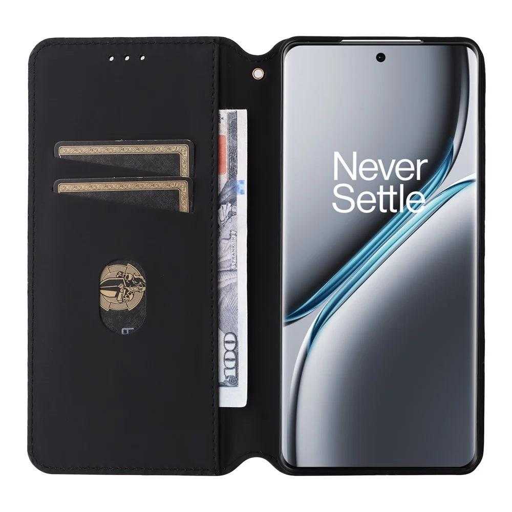 For OnePlus Ace 3 Pro 5G Case Wallet Stand Rhombus Leather Phone Cover - Brown - 2