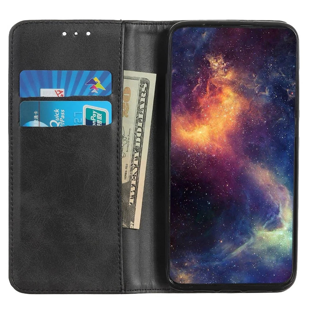For Samsung Galaxy M35 5G Case Split Leather Flip Wallet Phone Cover - Black - 2